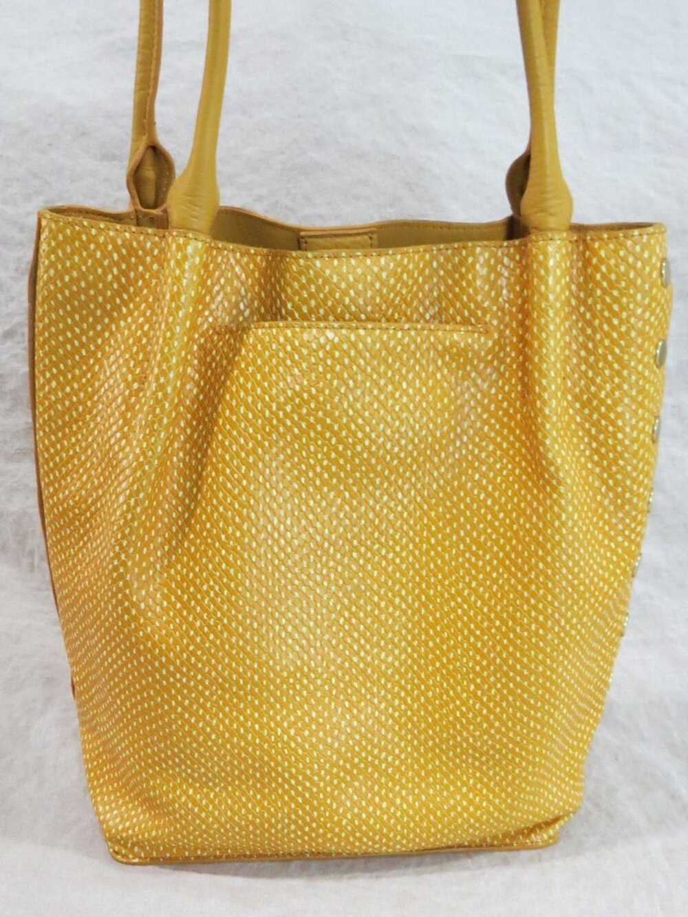 Hammitt Oliver Embossed Leather Tote Bag Yellow Golden Stud Detail, Dust Bag - Picture 4 of 16